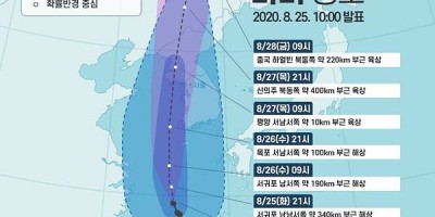 2020년 8월 8호 태풍 ‘바비’ 북상 중…내일까지 전국 비바람